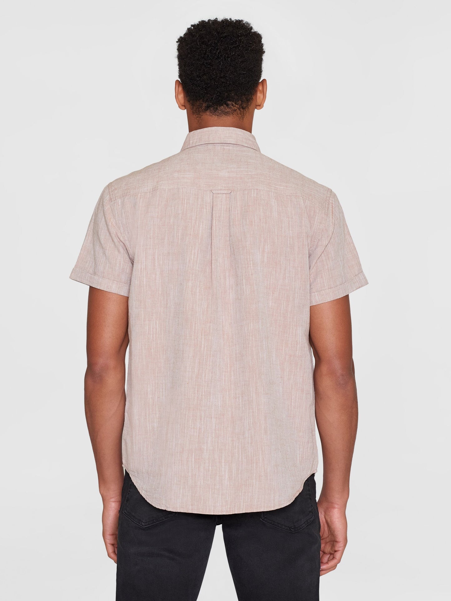 Chemisette en coton et lin bio | Marron chiné "regular linen short sleeve chocolate malt"