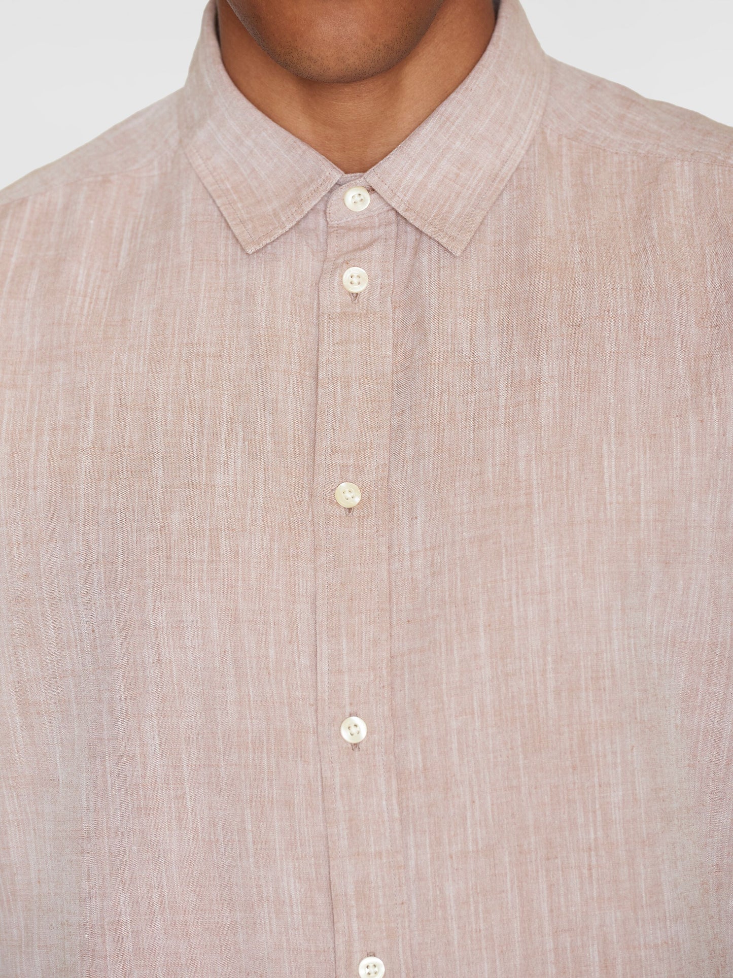 Chemisette en coton et lin bio | Marron chiné "regular linen short sleeve chocolate malt"