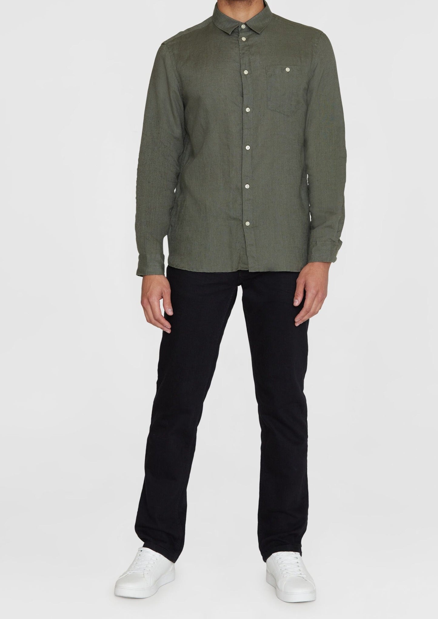 Chemise en lin bio | Olive "regular linen shirt burned olive"