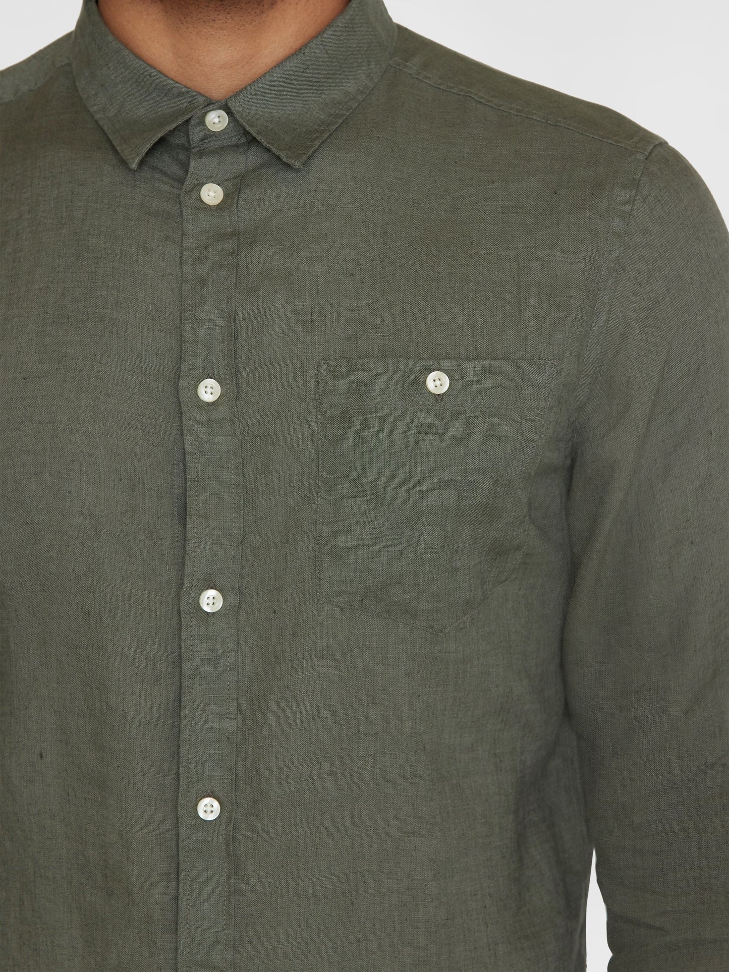 Chemise en lin bio | Olive "regular linen shirt burned olive"