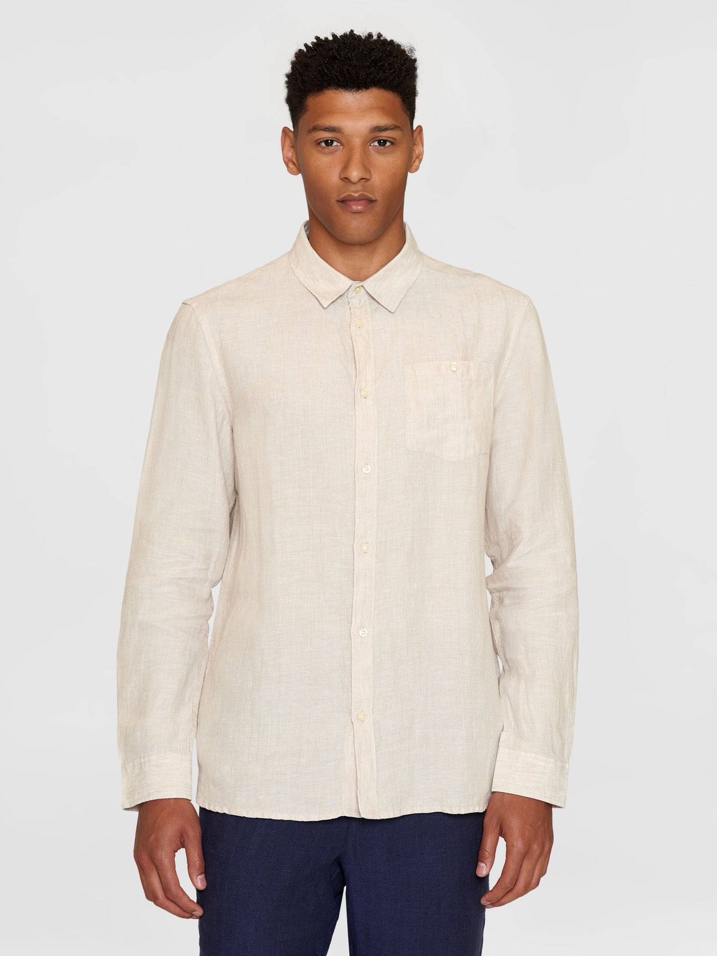 Chemise en lin biologique | gris "regular linen shirt light feather gray"