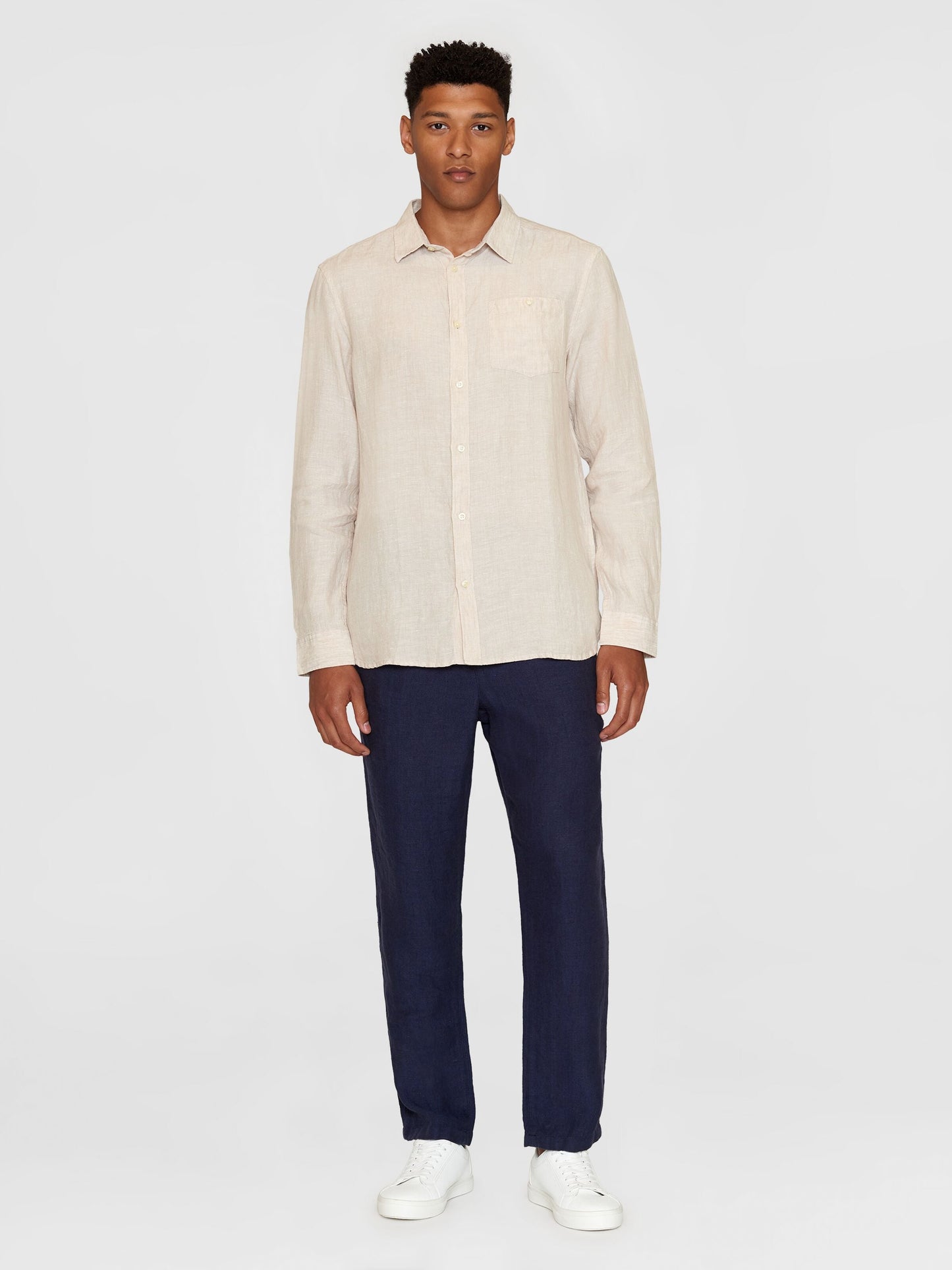 Chemise en lin biologique | gris "regular linen shirt light feather gray"