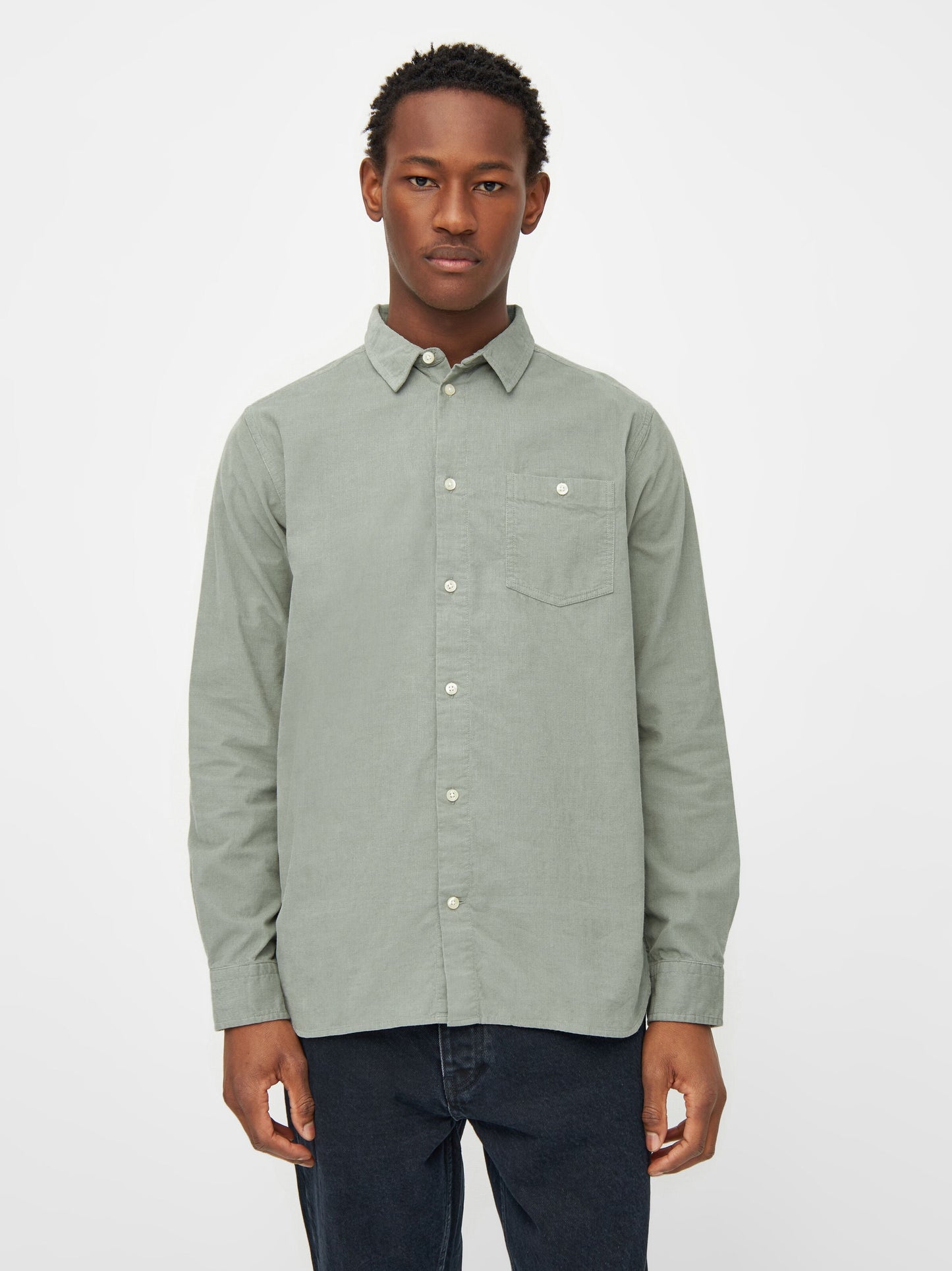Chemise velours côtelé en coton bio | Vert d'eau "corduroy shirt lily pad"