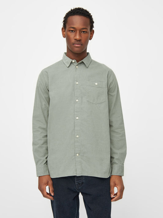 Chemise velours côtelé en coton bio | Vert d'eau "corduroy shirt lily pad"
