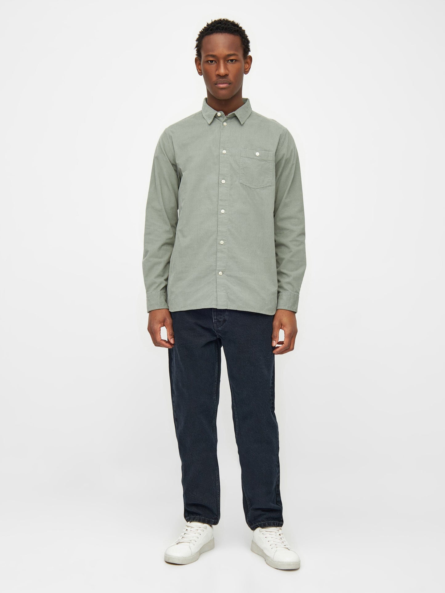 Chemise velours côtelé en coton bio | Vert d'eau "corduroy shirt lily pad"