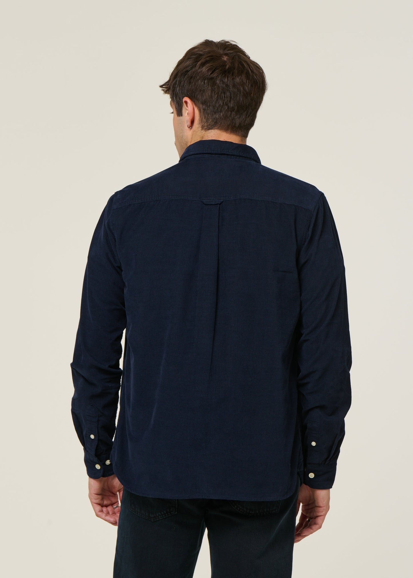 Chemise velours côtelé en coton bio | Marine "corduroy shirt total eclipse"