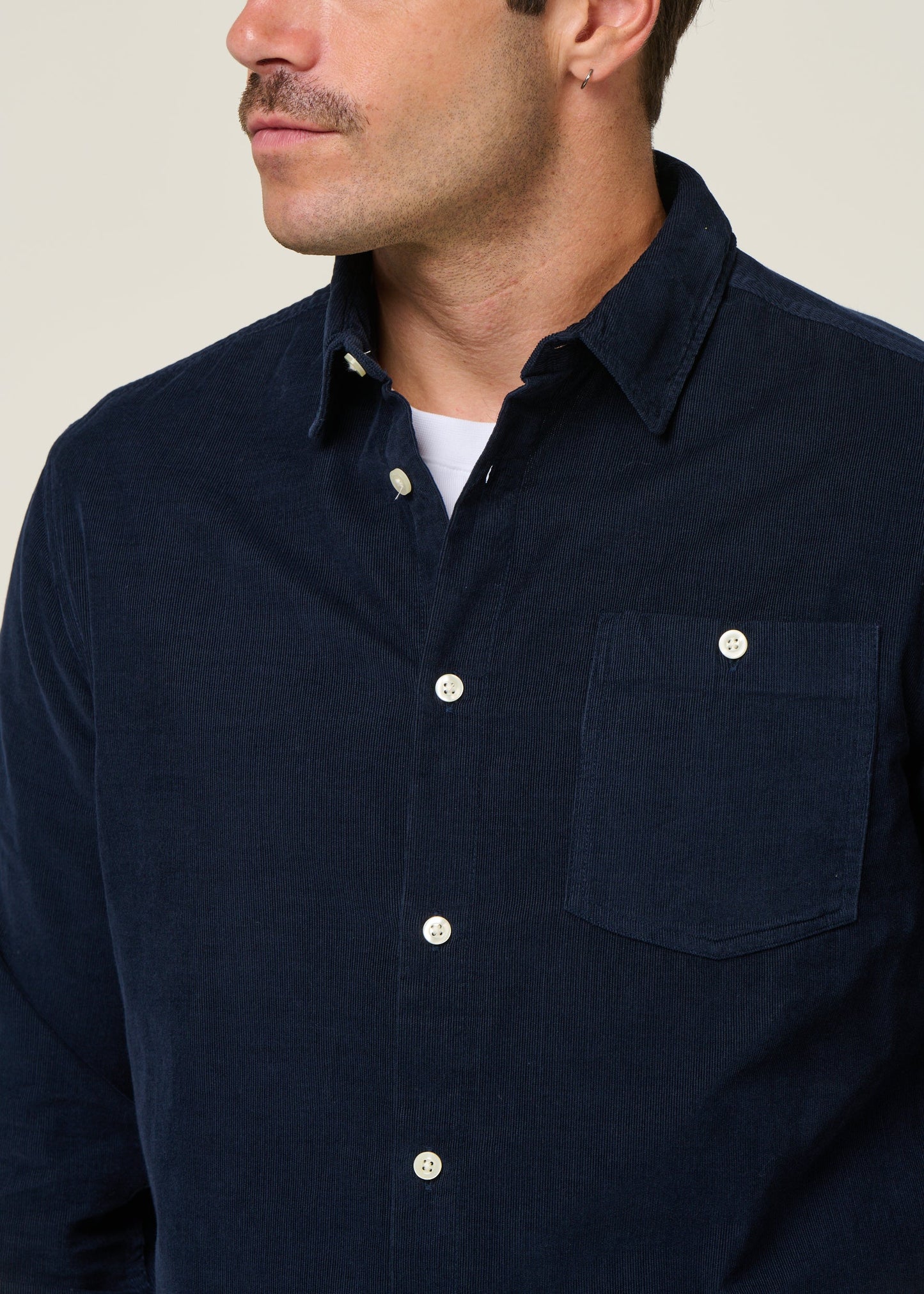 Chemise velours côtelé en coton bio | Marine "corduroy shirt total eclipse"