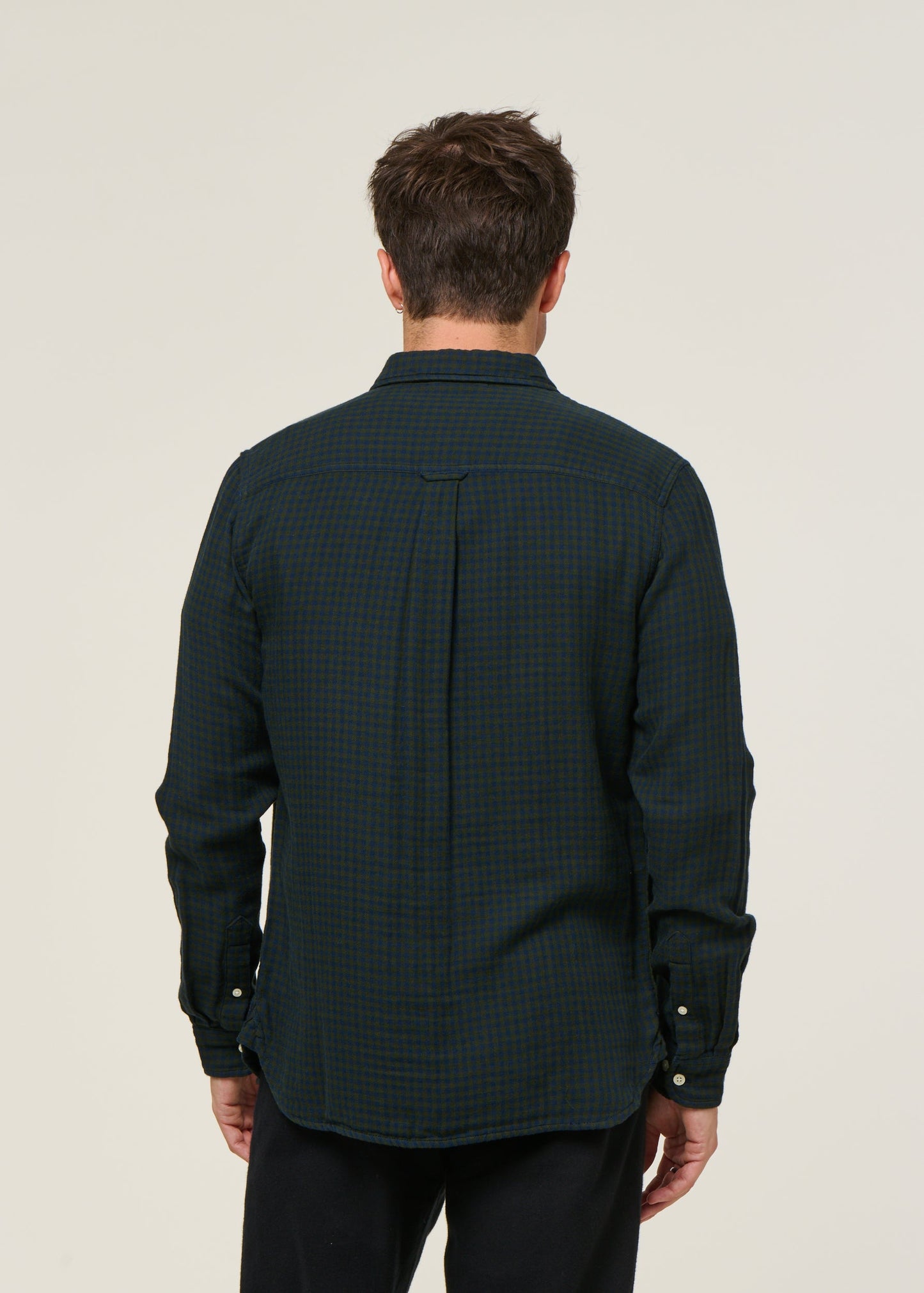 Chemise à carreaux en coton bio | vert "double layer checkered shirt green check"