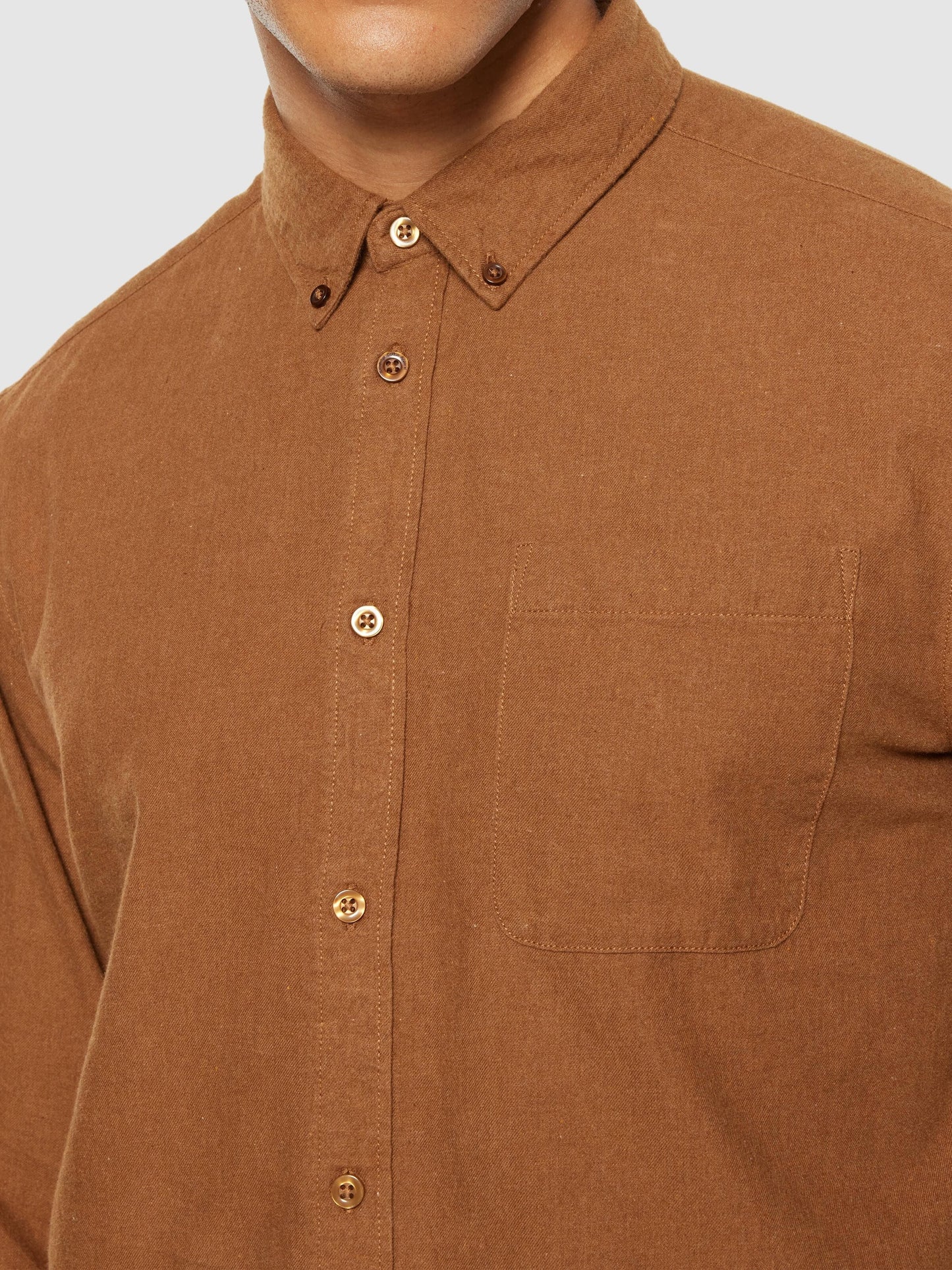 Chemise avec poche en coton bio | marron "regular fit melangé flannel shirt dachshund"
