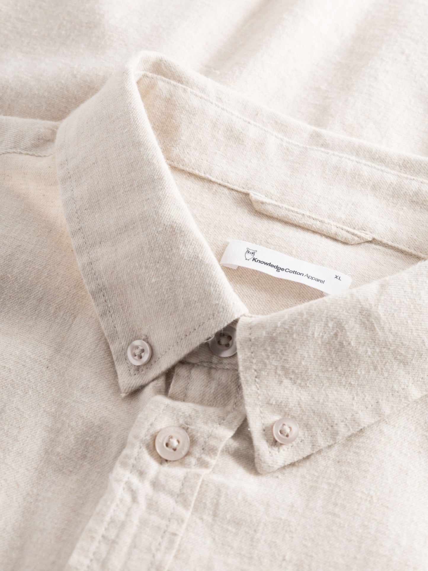 Chemise flanelle avec poche en coton bio | beige "melangé flannel shirt greige"