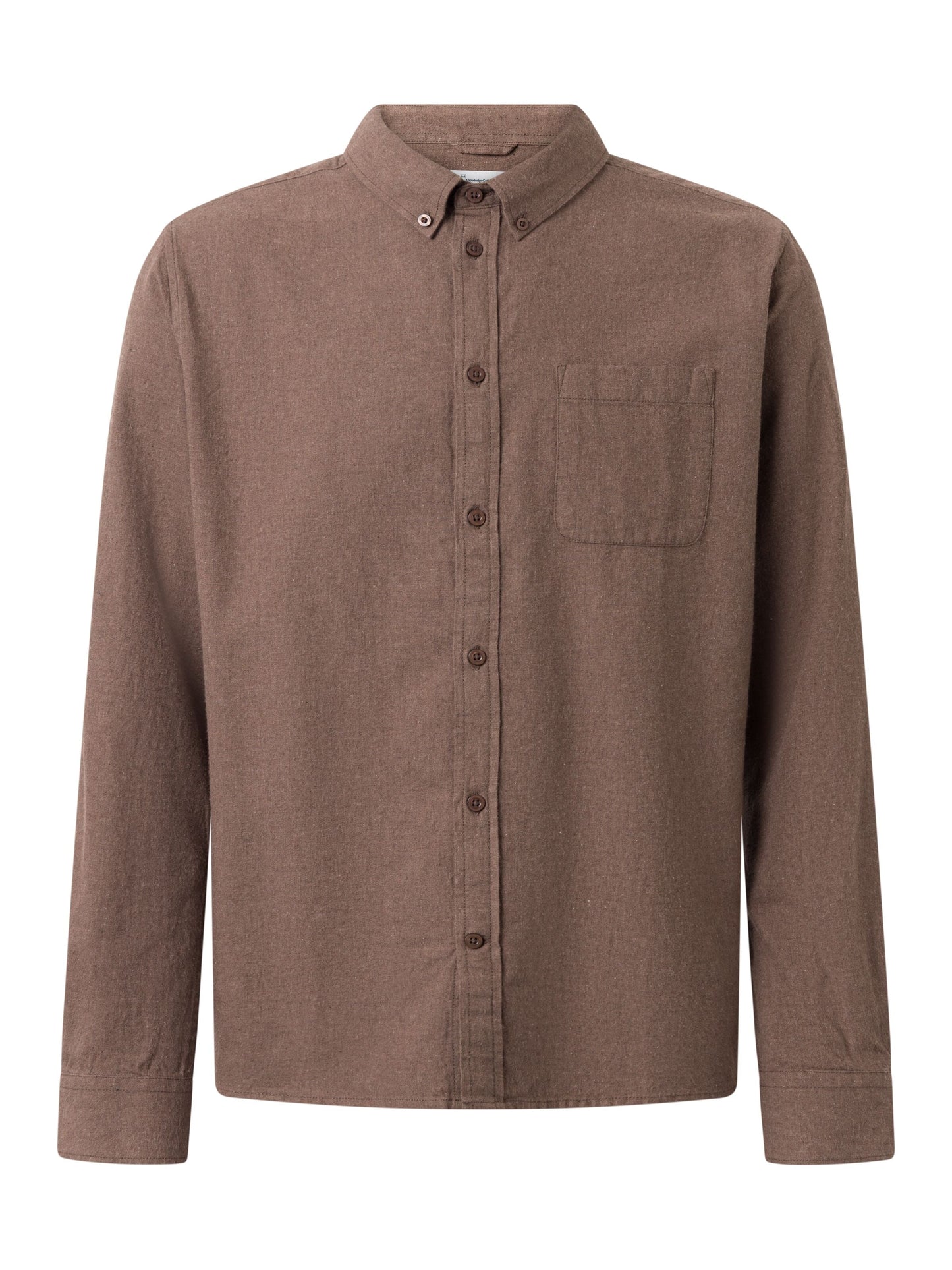 Chemise avec poche en coton bio | acajou "melangé flannel shirt deep mahogany"