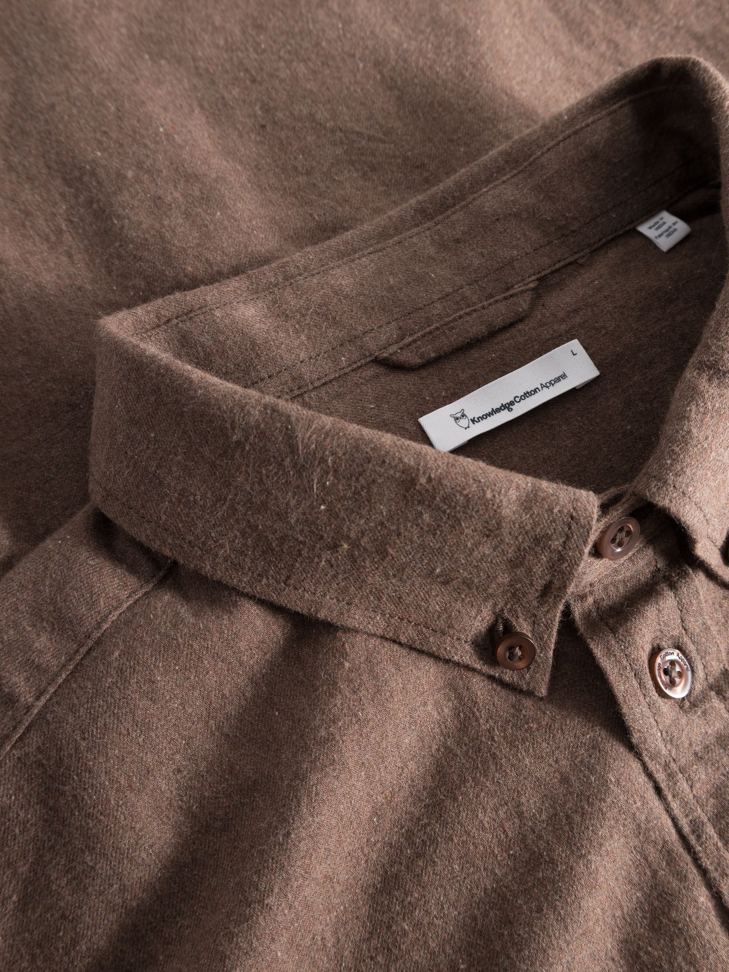Chemise avec poche en coton bio | acajou "melangé flannel shirt deep mahogany"