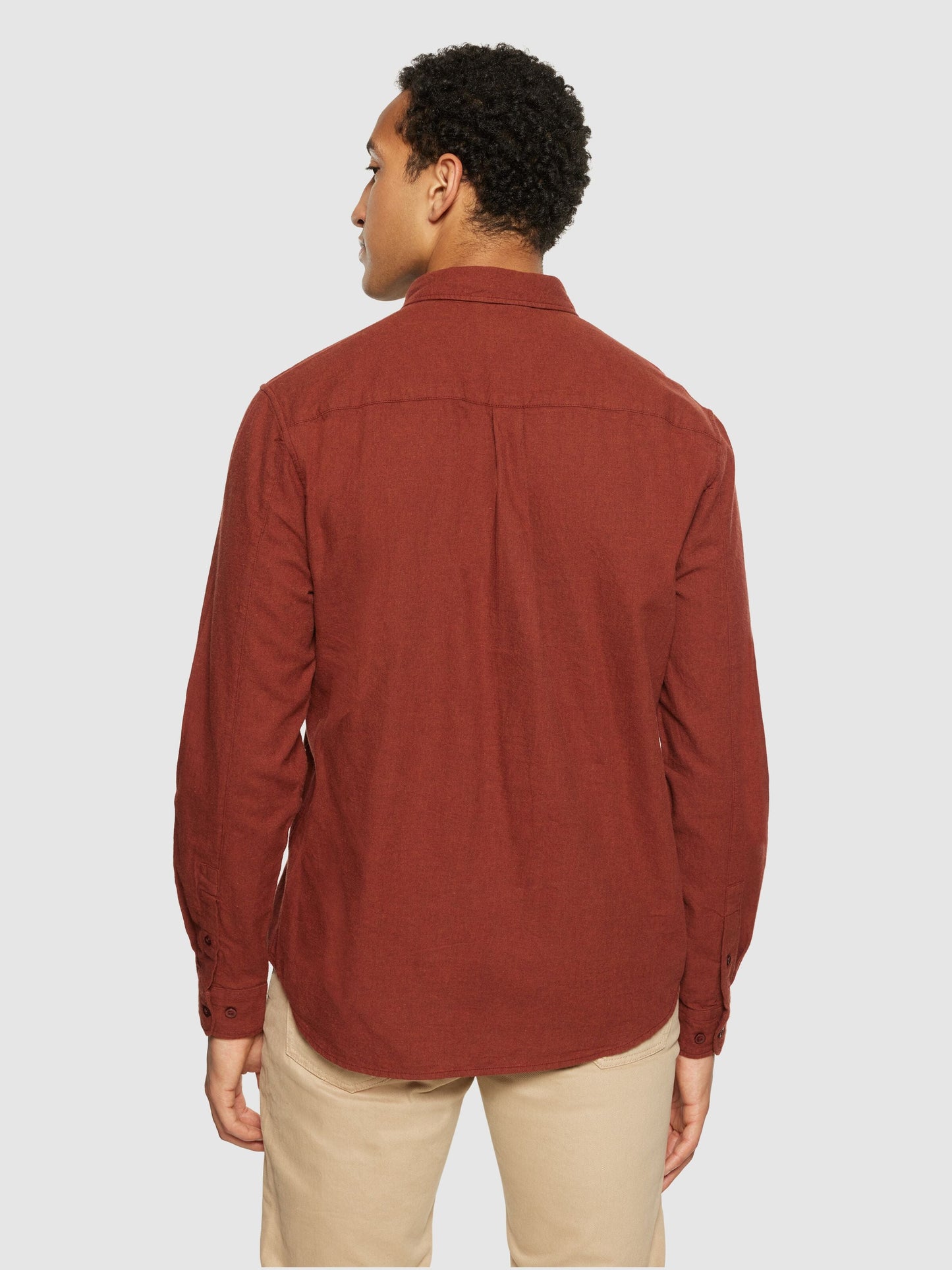 Chemise avec poche en coton bio | rouge "regular fit melangé flannel shirt fired brick"
