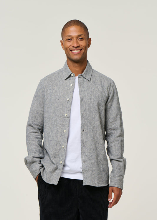 Chemise en coton bio | gris chiné "mélange shirt light feather gray"