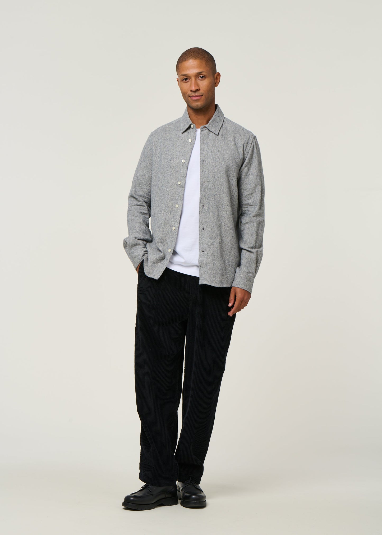 Chemise en coton bio | gris chiné "mélange shirt light feather gray"