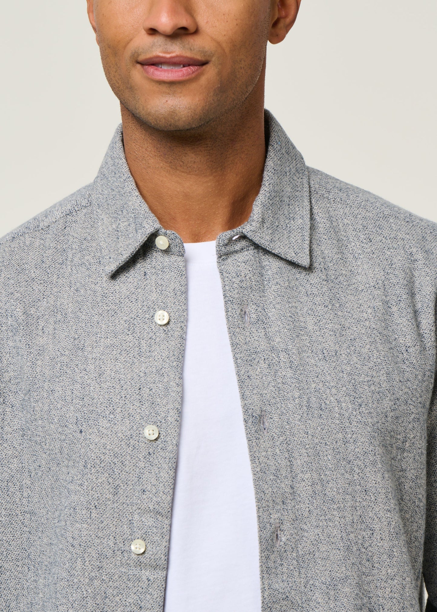 Chemise en coton bio | gris chiné "mélange shirt light feather gray"