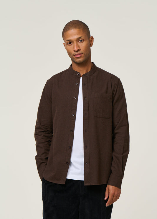 Chemise flanelle col officier en coton bio | marron "flannel shirt - chocolate torte"