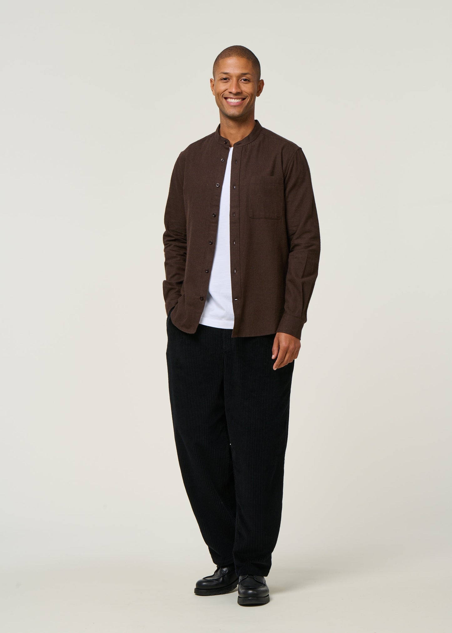 Chemise flanelle col officier en coton bio | marron "flannel shirt - chocolate torte"