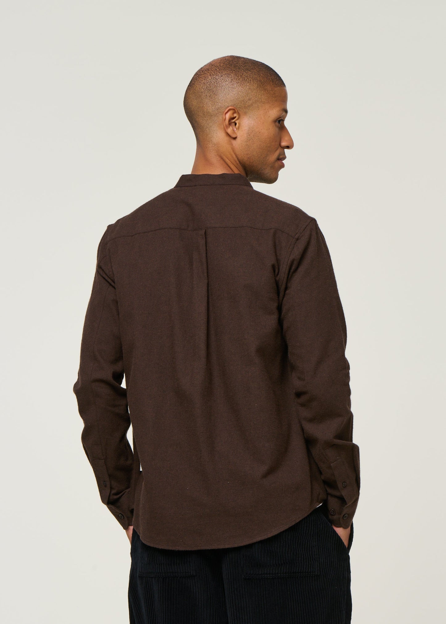 Chemise flanelle col officier en coton bio | marron "flannel shirt - chocolate torte"