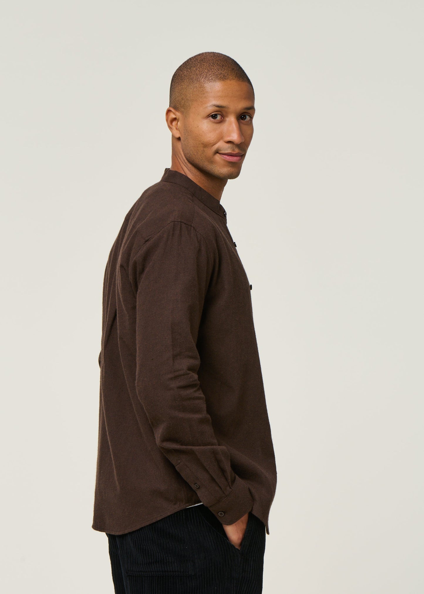 Chemise flanelle col officier en coton bio | marron "flannel shirt - chocolate torte"