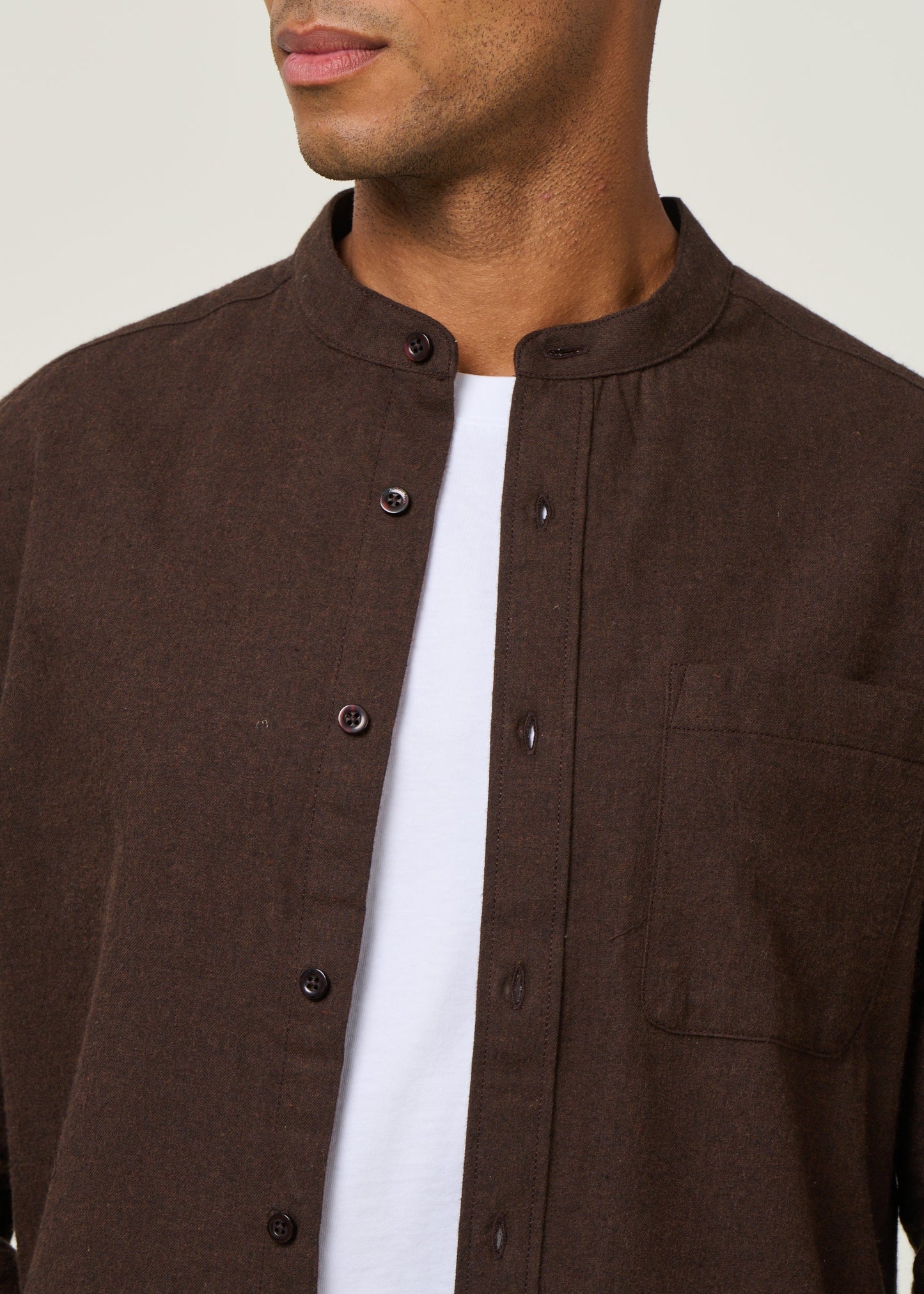 Chemise flanelle col officier en coton bio | marron "flannel shirt - chocolate torte"
