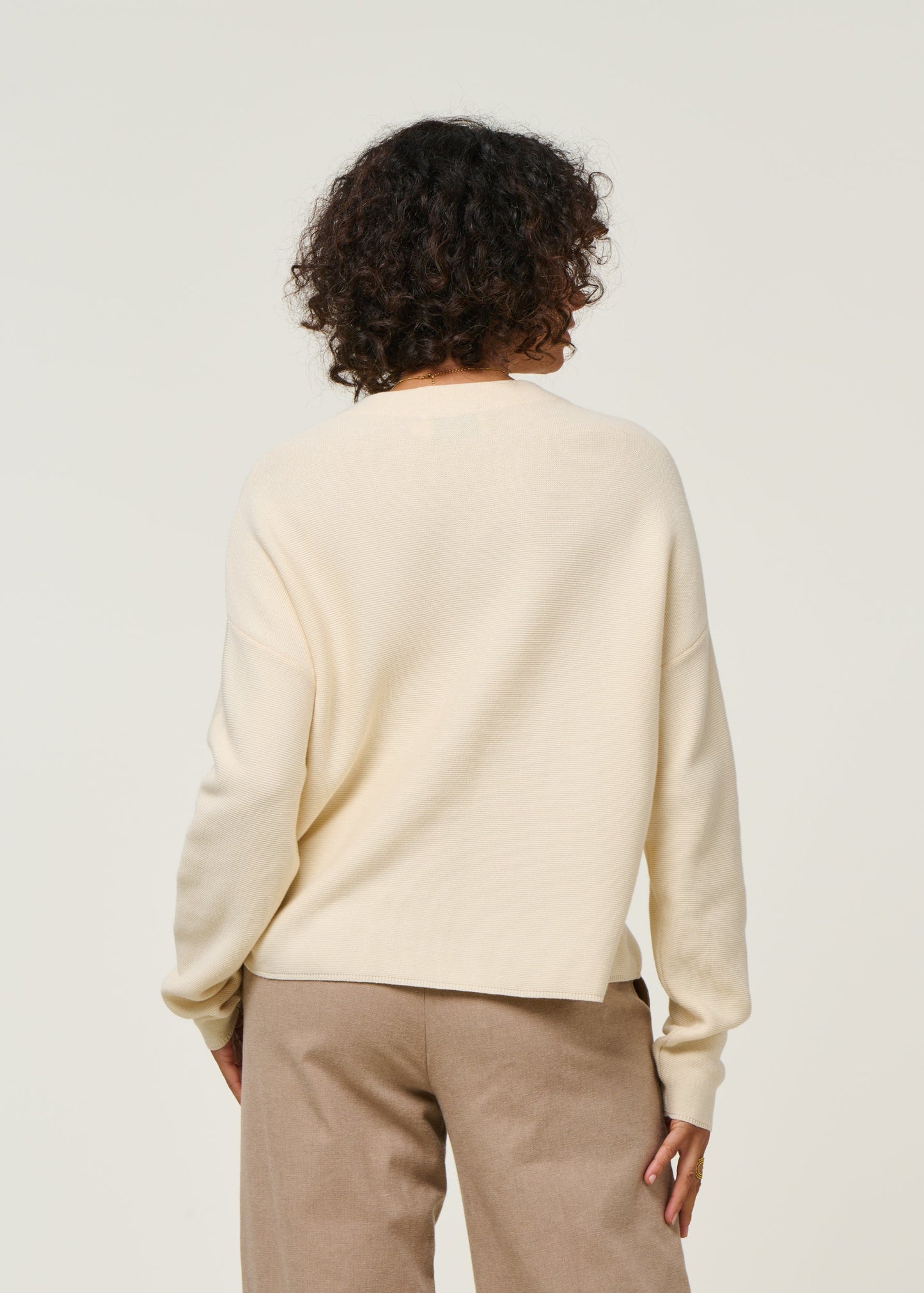 Pull ample en coton bio | beige "merinaa links links oatmilk"