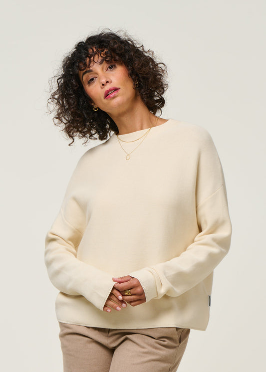 Pull ample en coton bio | beige "merinaa links links oatmilk"