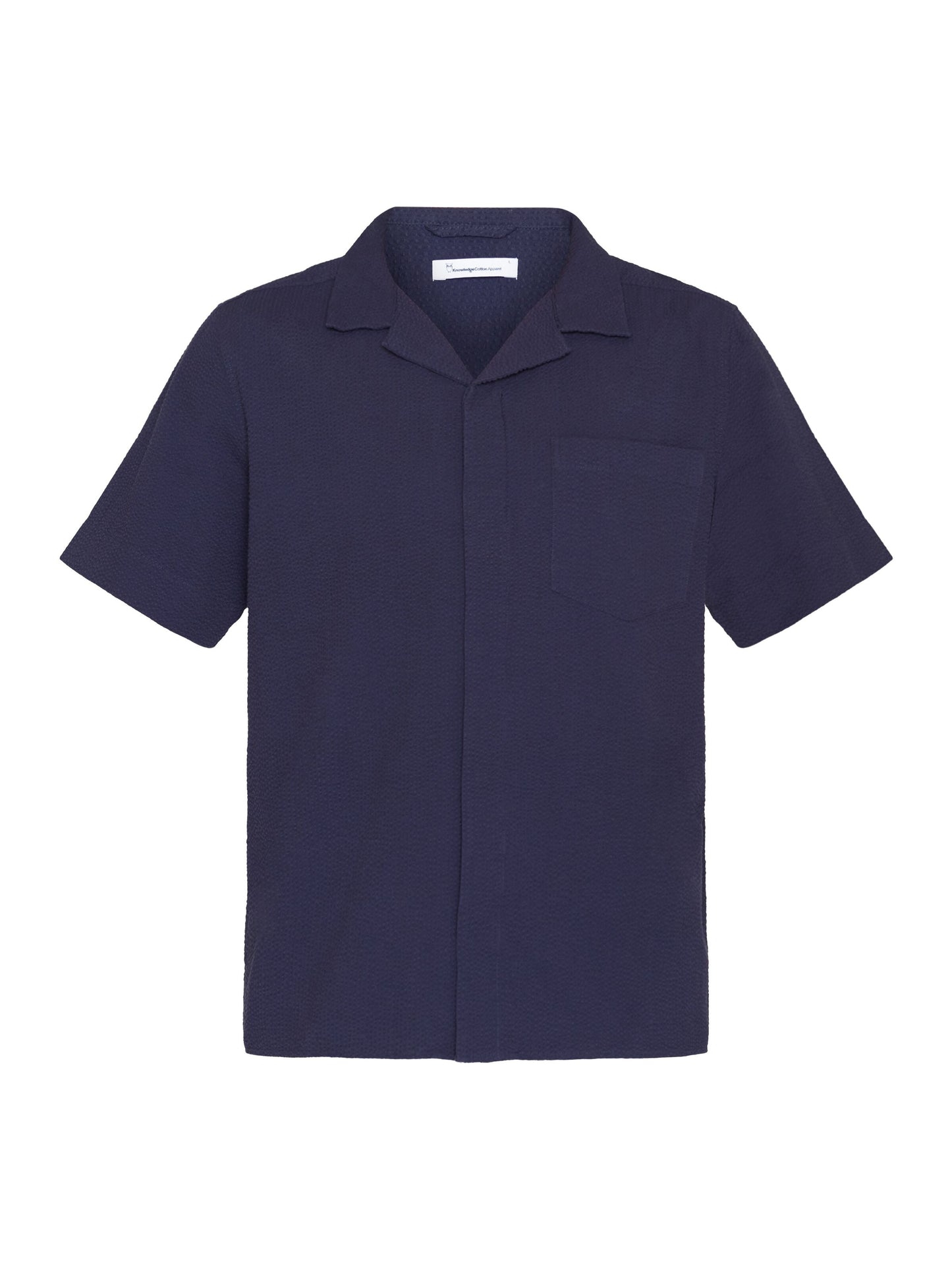 Chemisette en coton bio | Marine "box short sleeve seersucker shirt night sky"