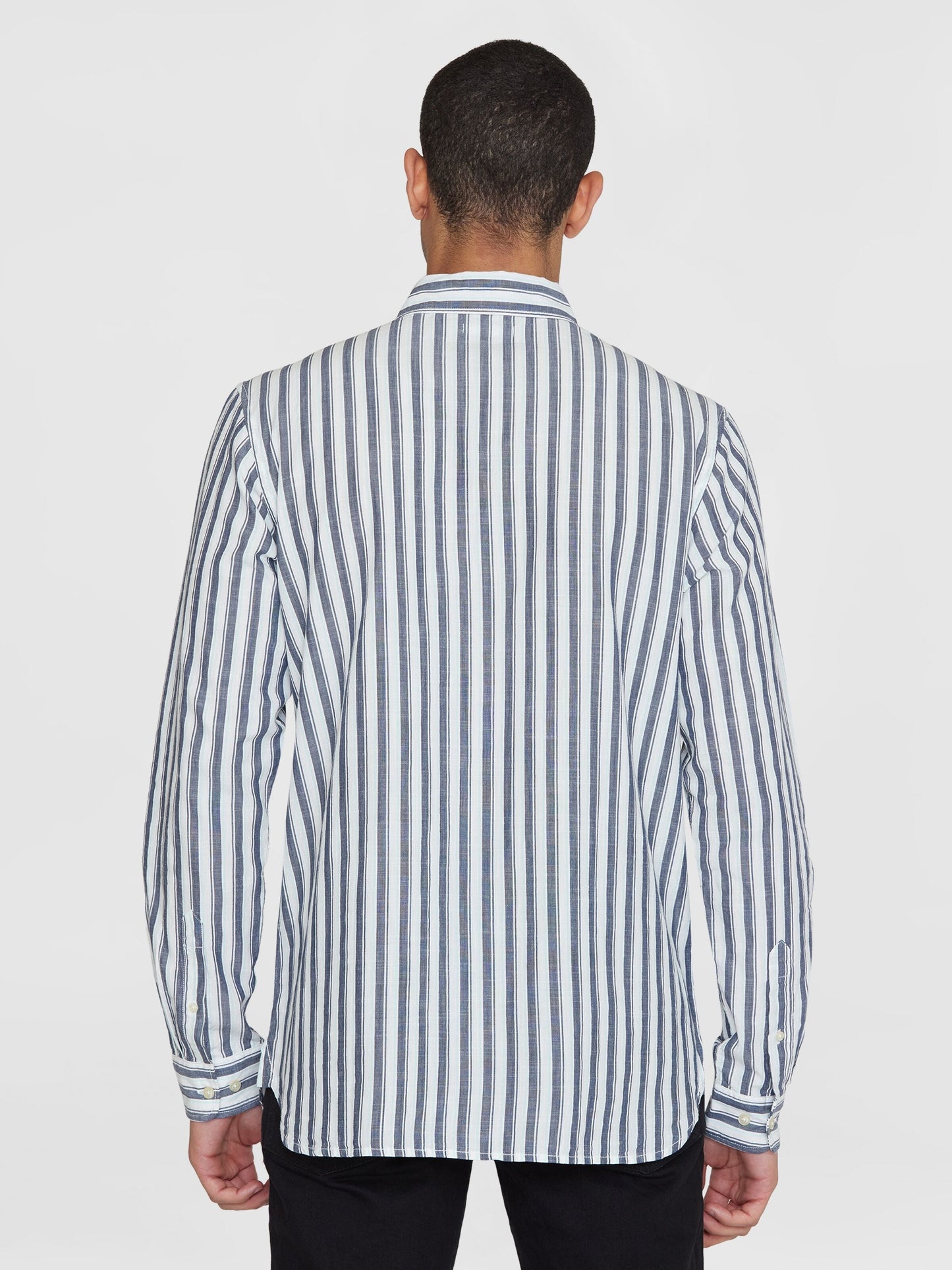Chemise en coton bio | Rayée bleue et blanche "loose striped slub shirt blue stripe"