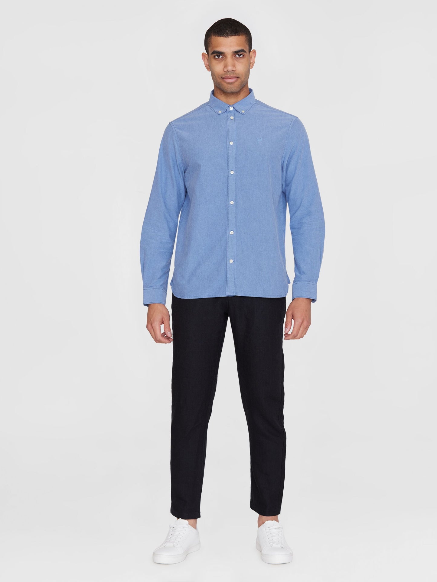 Chemise en coton bio | Bleu denim "harald small owl oxford regular fit shirt dark denim"