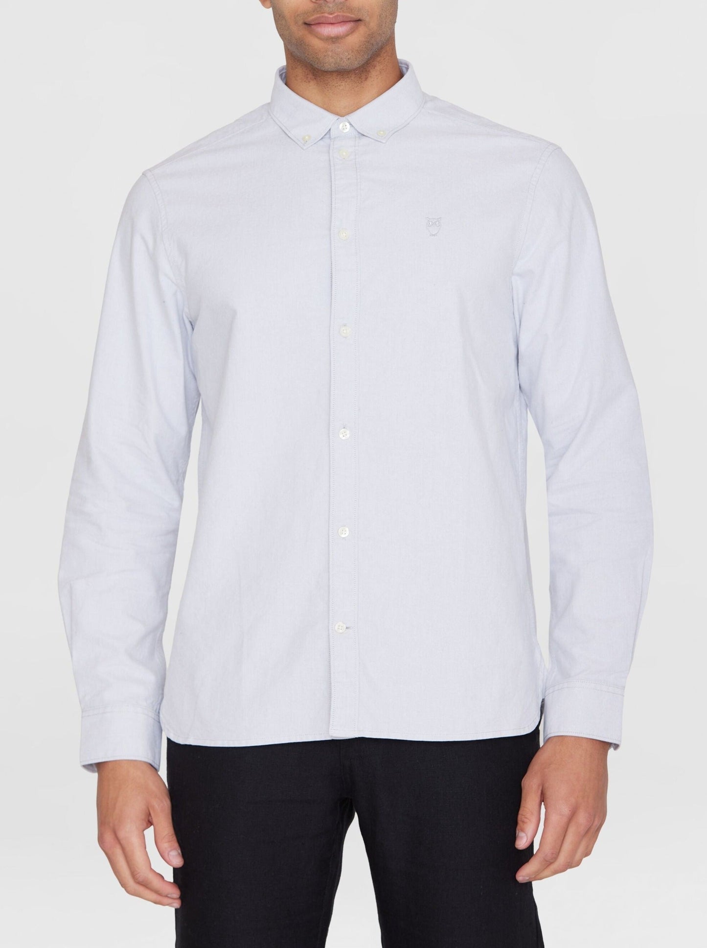 Chemise en coton bio | Gris clair "harald small owl oxford regular fit shirt alloy"