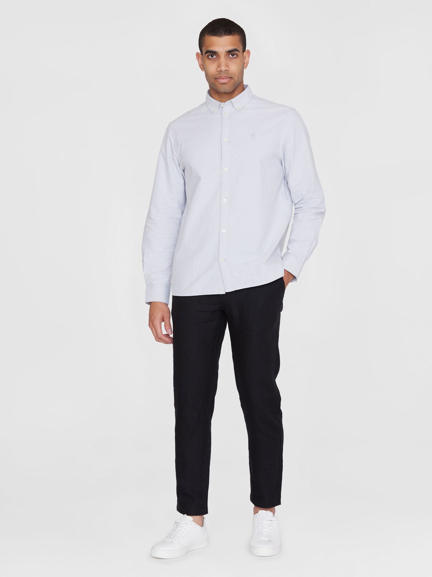 Chemise en coton bio | Gris clair "harald small owl oxford regular fit shirt alloy"