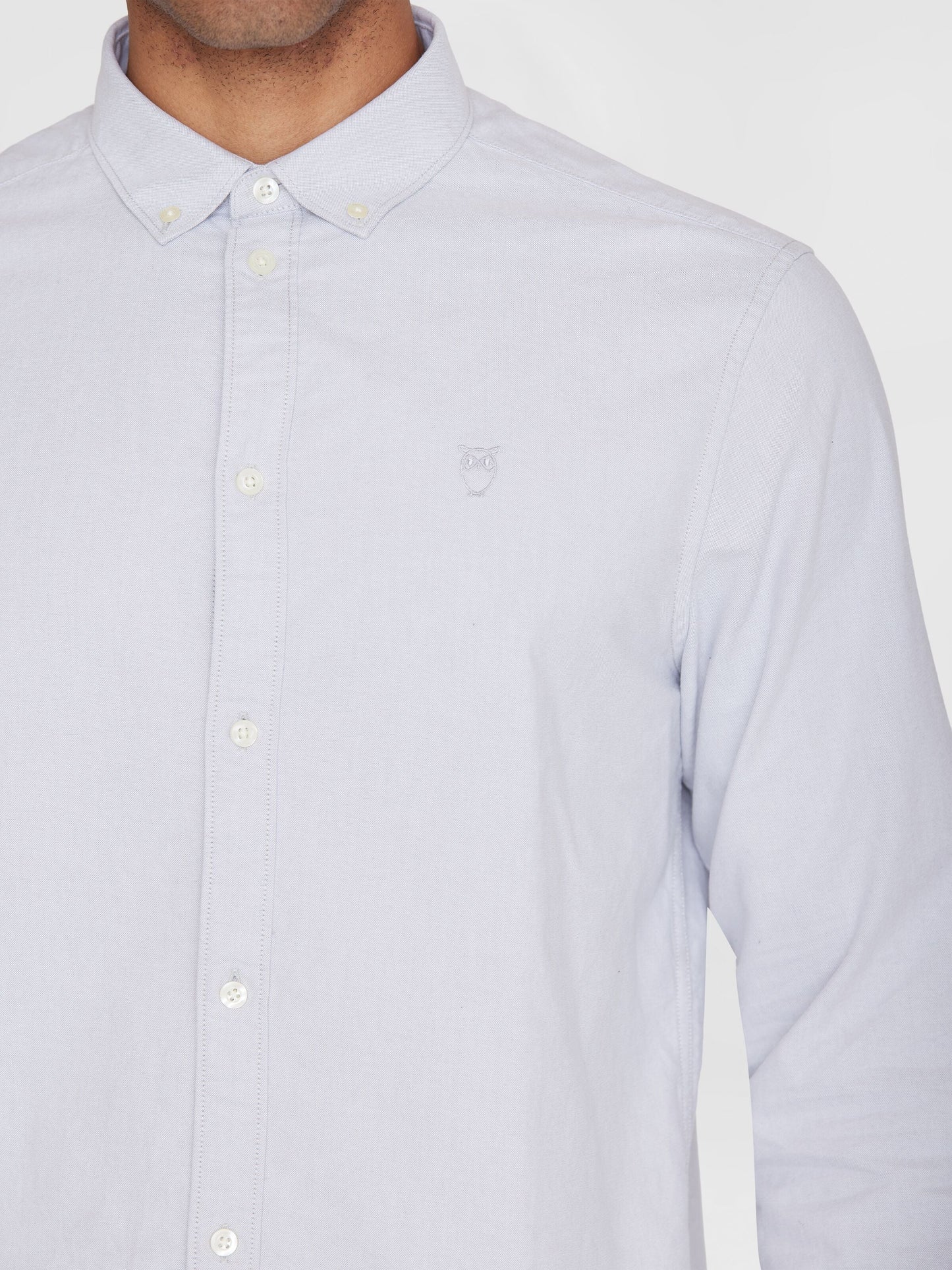 Chemise en coton bio | Gris clair "harald small owl oxford regular fit shirt alloy"