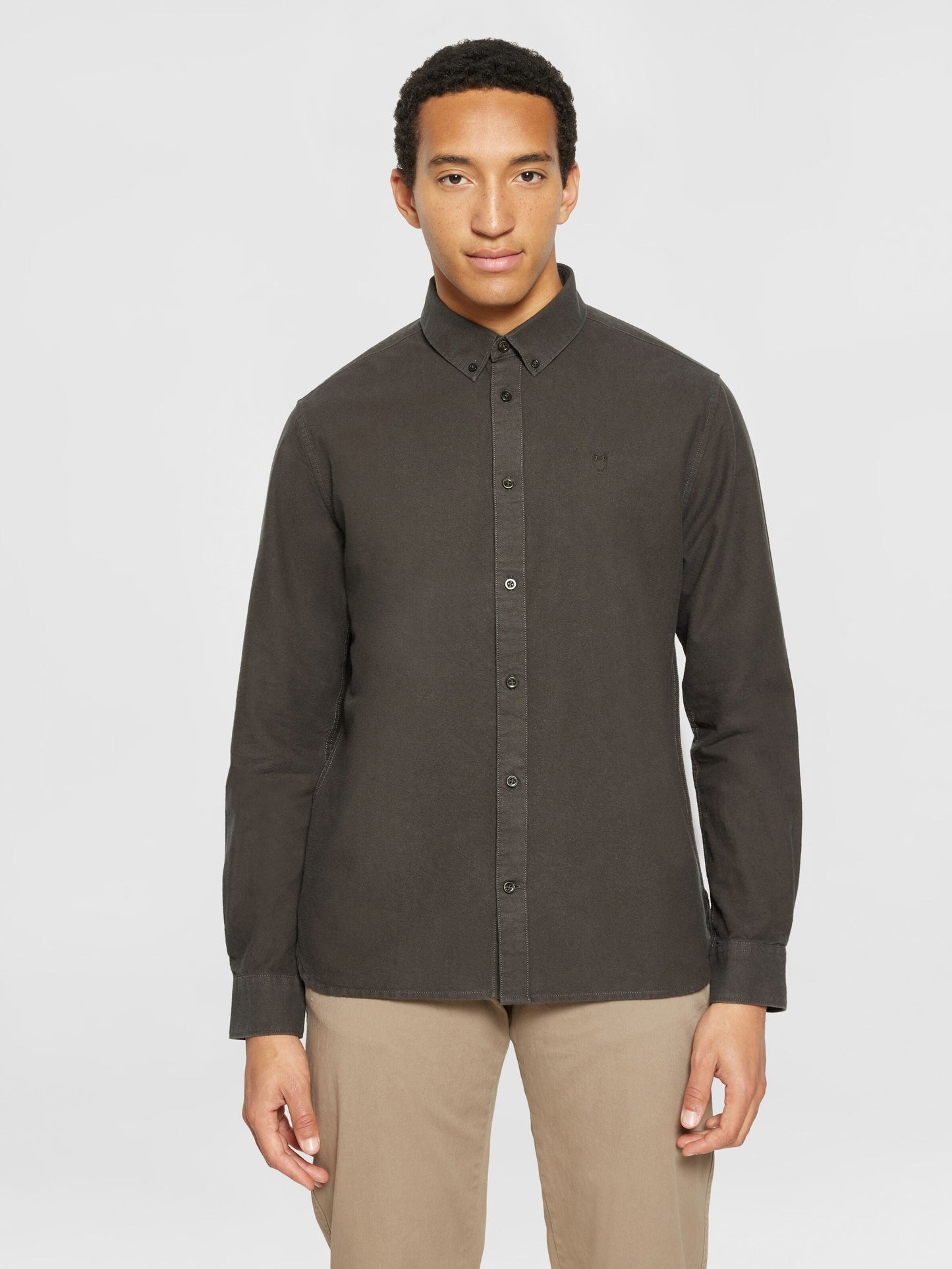 Chemise en coton bio | marron "harald small owl oxford regular fit shirt demitasse"
