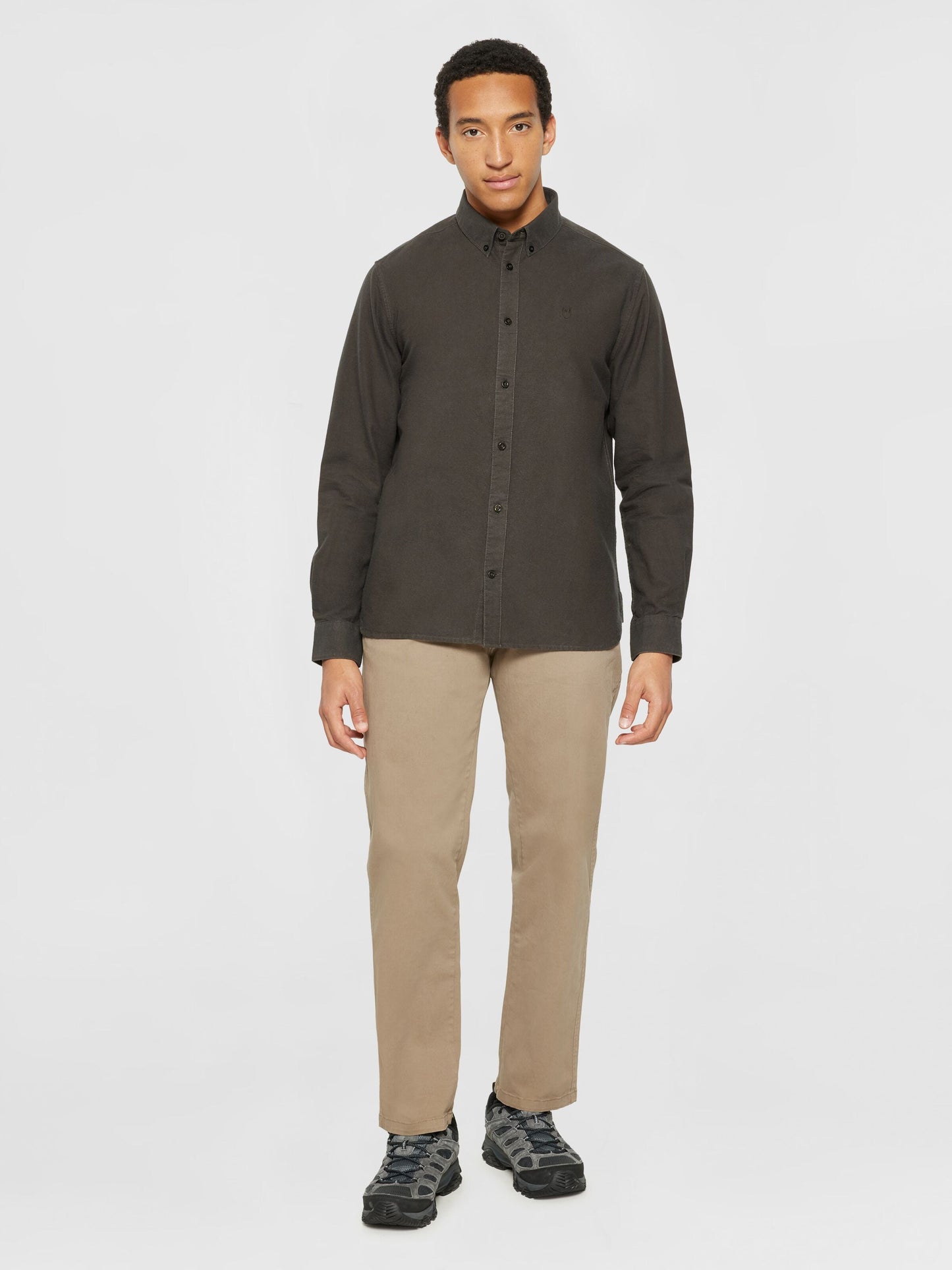 Chemise en coton bio | marron "harald small owl oxford regular fit shirt demitasse"