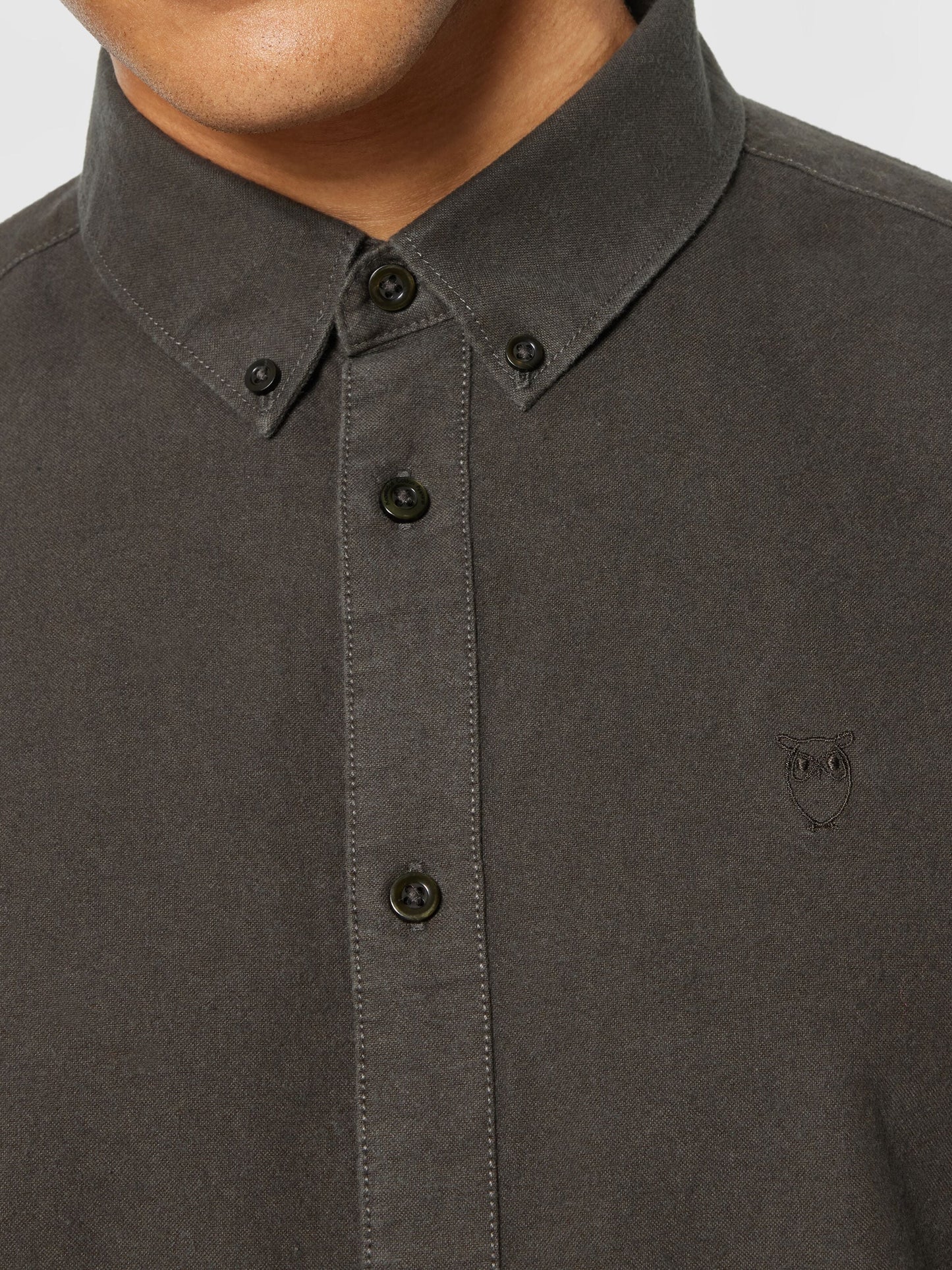 Chemise en coton bio | marron "harald small owl oxford regular fit shirt demitasse"