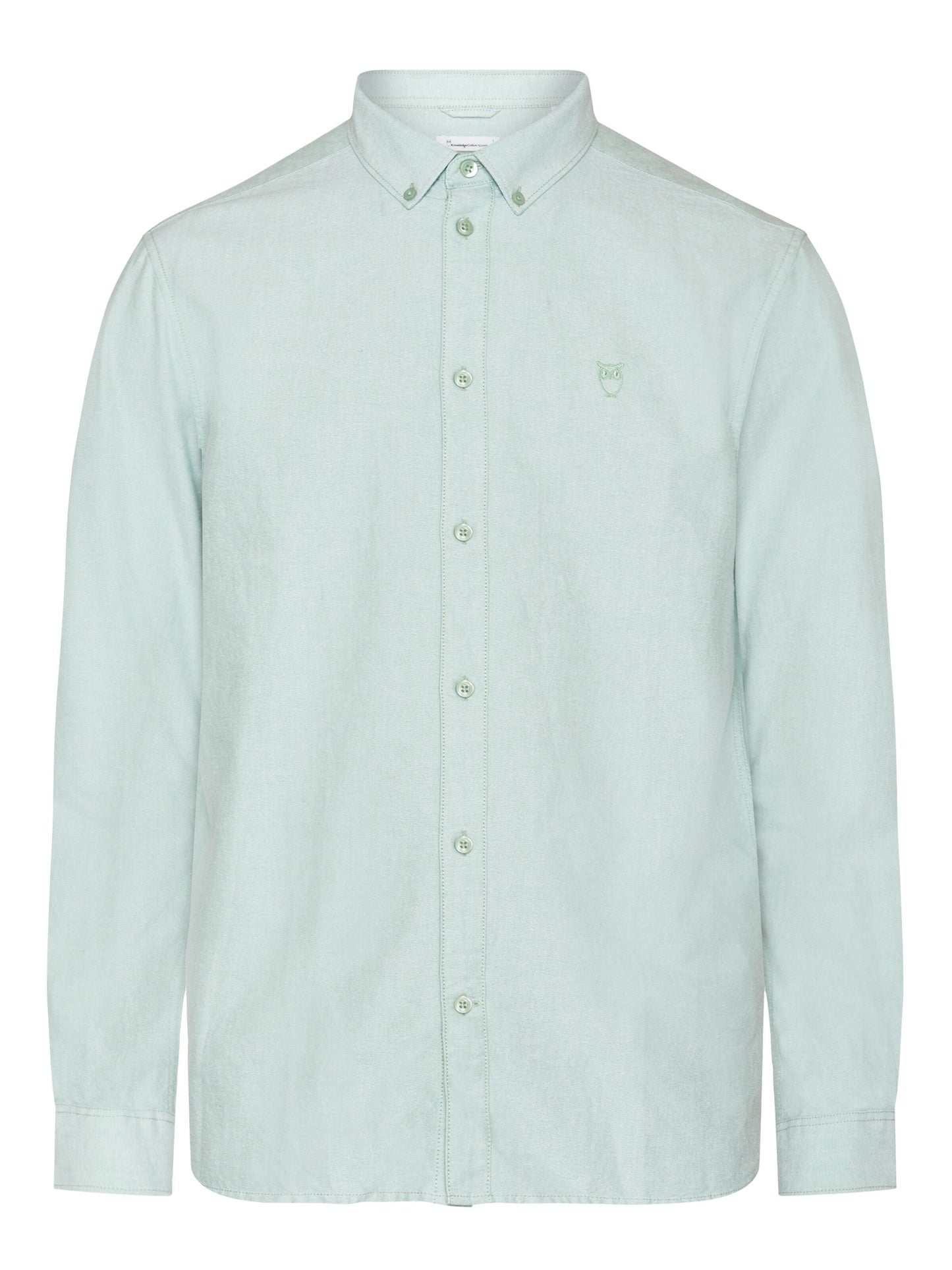 Chemise en coton bio | bleu "harald small owl oxford regular fit shirt shale green"