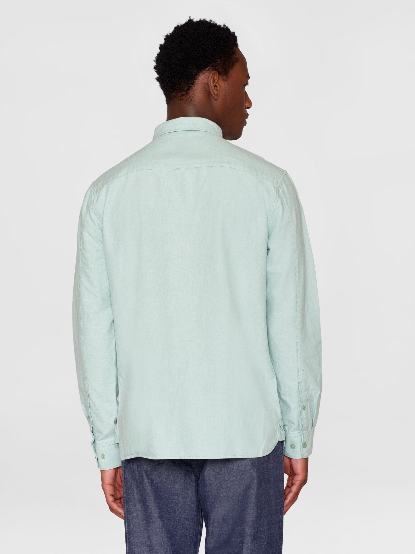 Chemise en coton bio | bleu "harald small owl oxford regular fit shirt shale green"