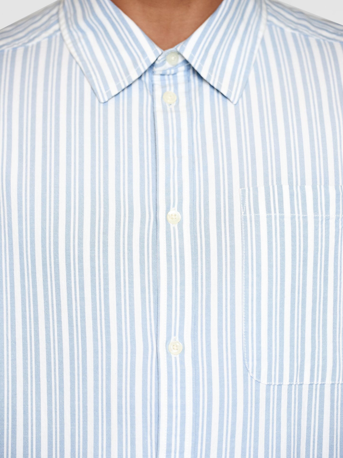 Chemise en coton bio | Rayée bleue et blanche "loose striped slub canvas shirt blue stripe"