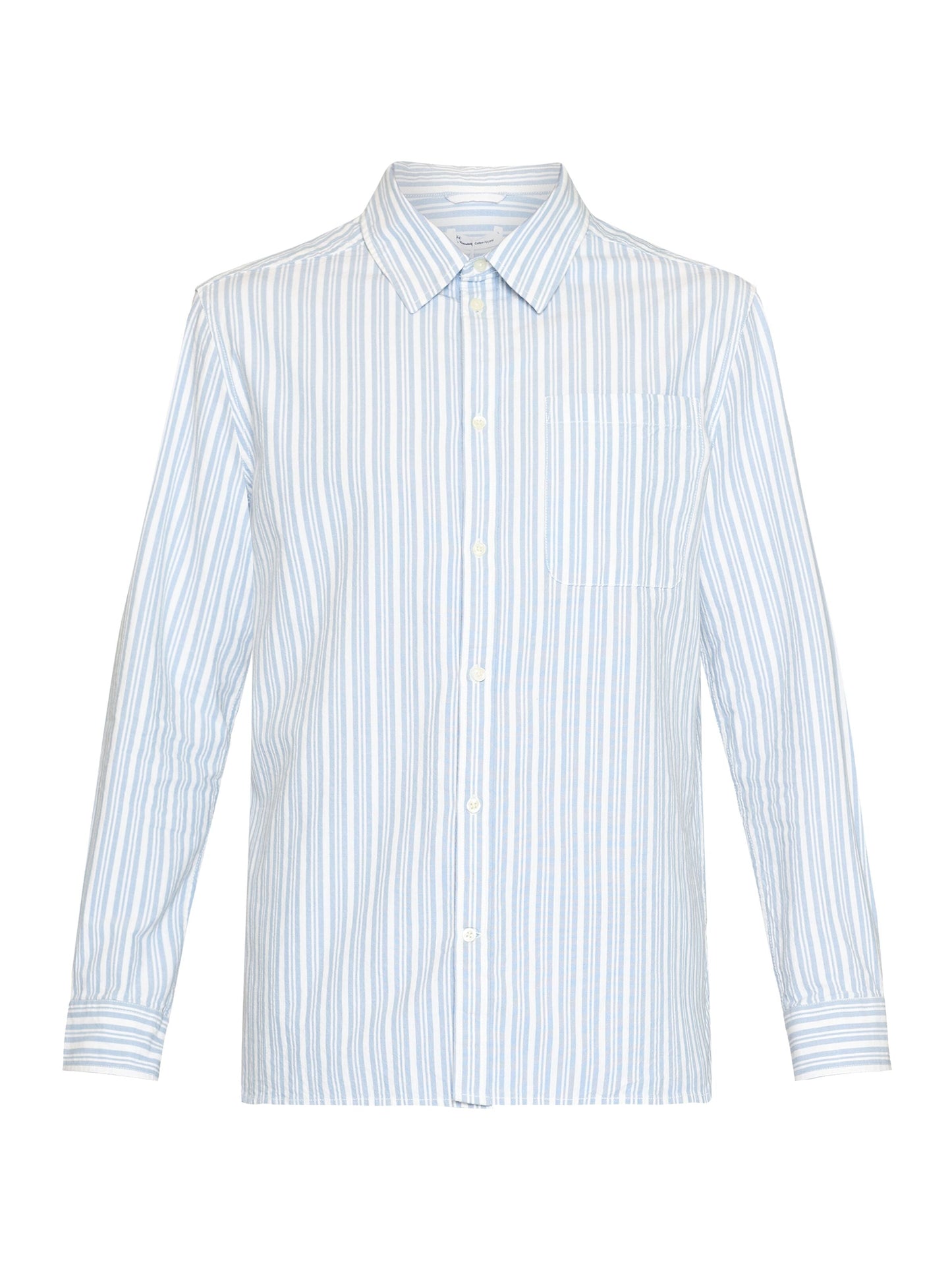 Chemise en coton bio | Rayée bleue et blanche "loose striped slub canvas shirt blue stripe"