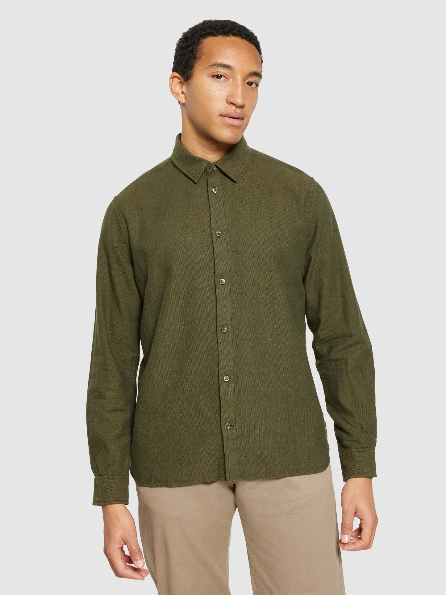 Chemise flanelle en coton bio | vert "regular fit heavy twill flannel shirt forrest night"