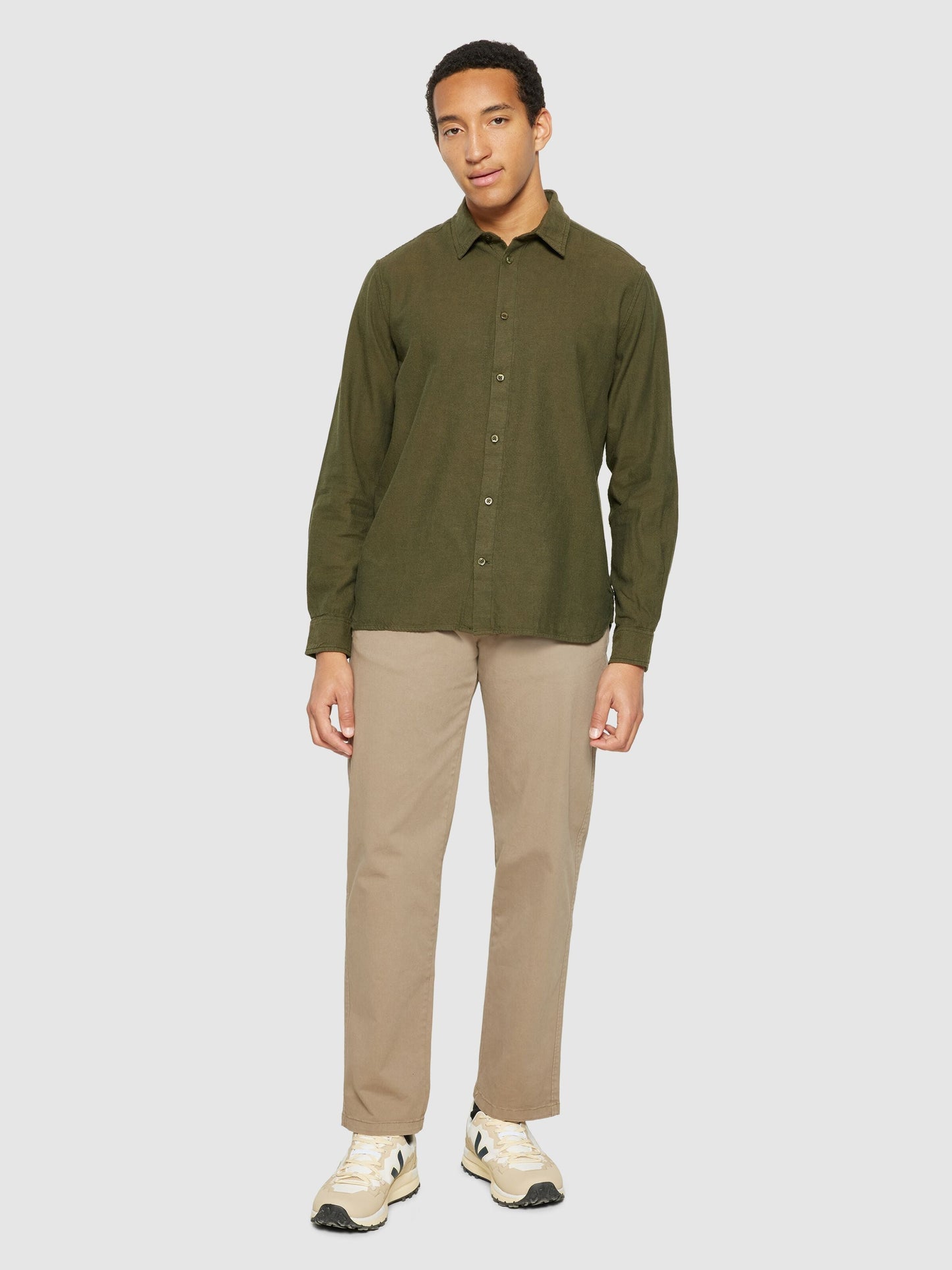 Chemise flanelle en coton bio | vert "regular fit heavy twill flannel shirt forrest night"