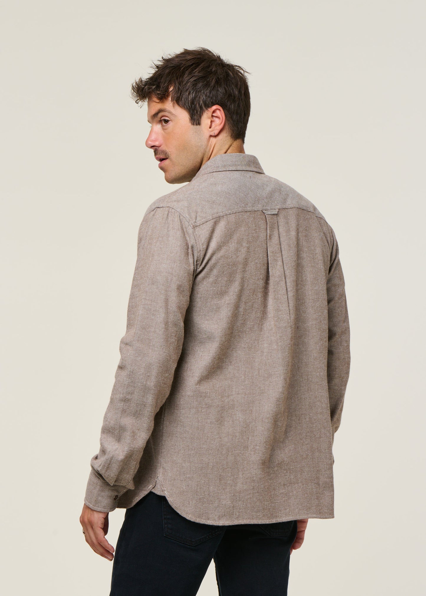 Chemise flannelle en coton bio | Marron "flannel shirt - demitasse"