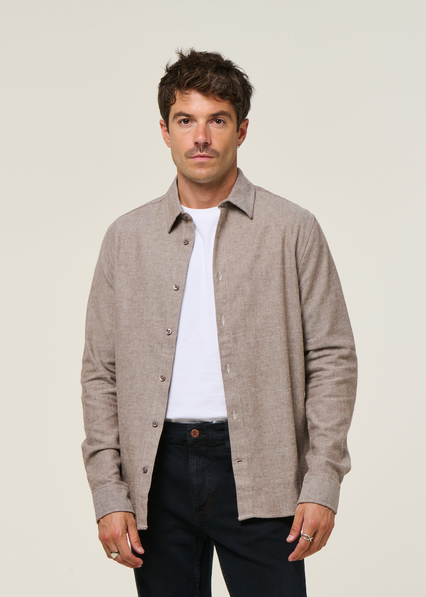 Chemise flannelle en coton bio | Marron "flannel shirt - demitasse"
