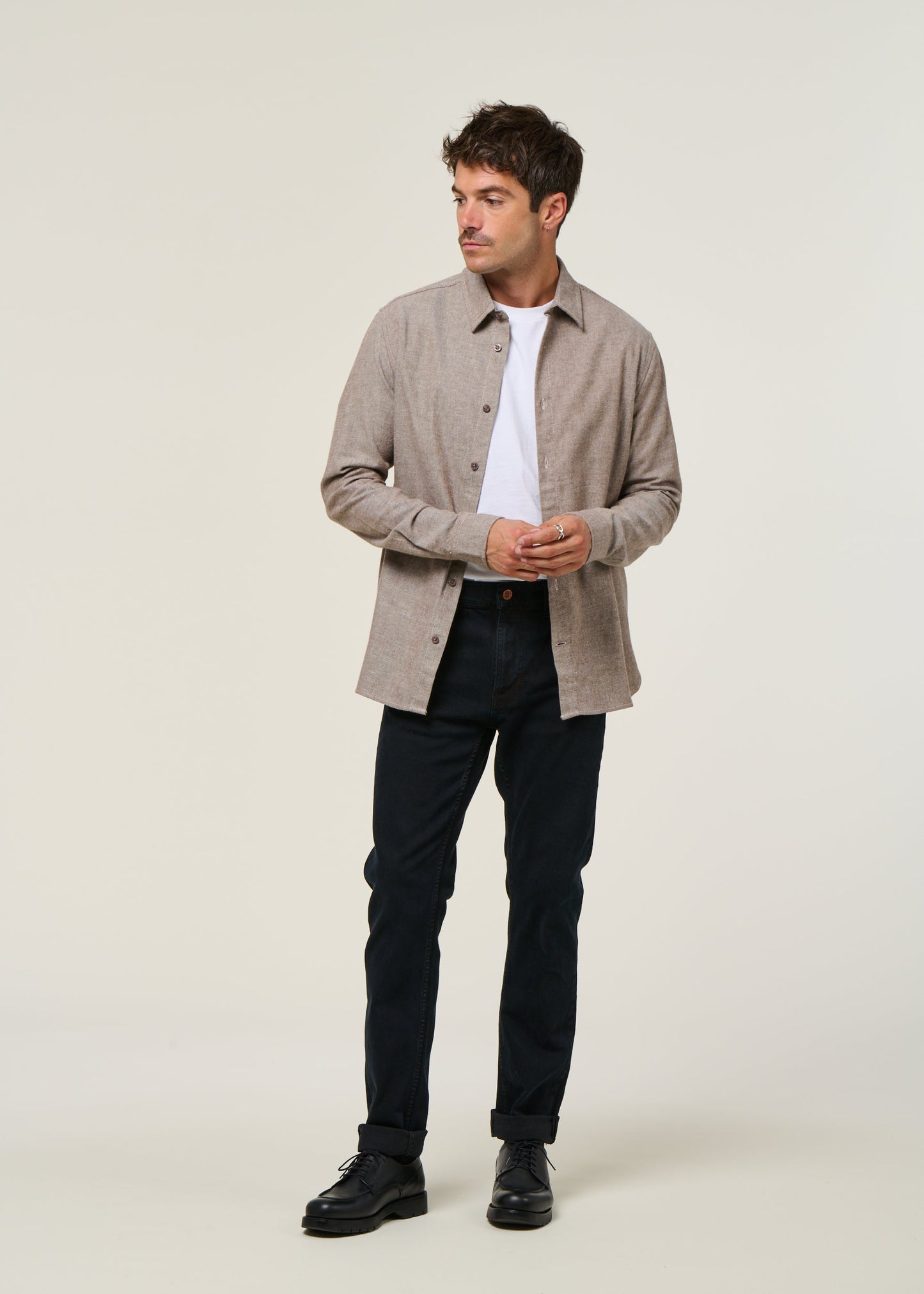Chemise flannelle en coton bio | Marron "flannel shirt - demitasse"