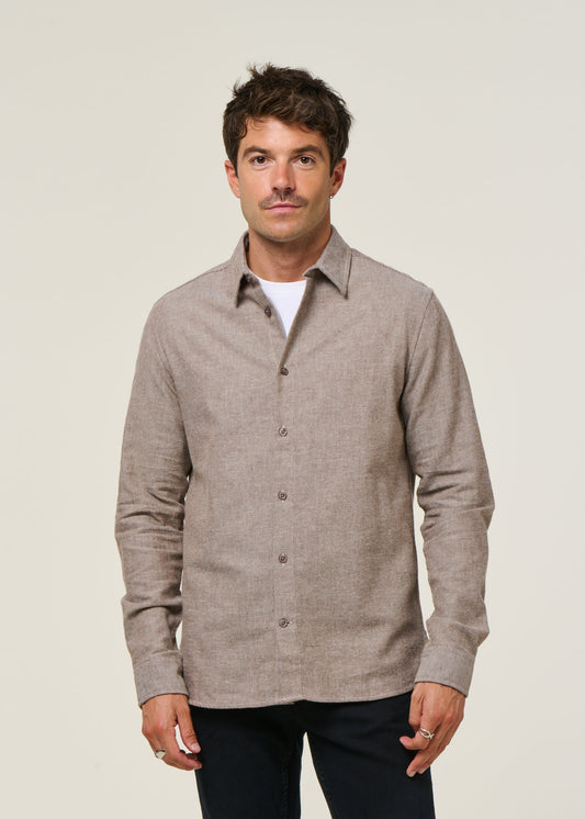 Chemise flannelle en coton bio | Marron "flannel shirt - demitasse"