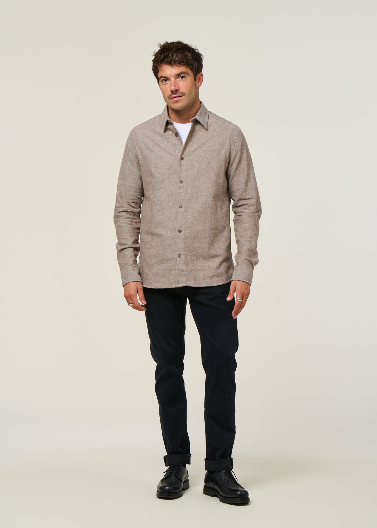 Chemise flannelle en coton bio | Marron "flannel shirt - demitasse"