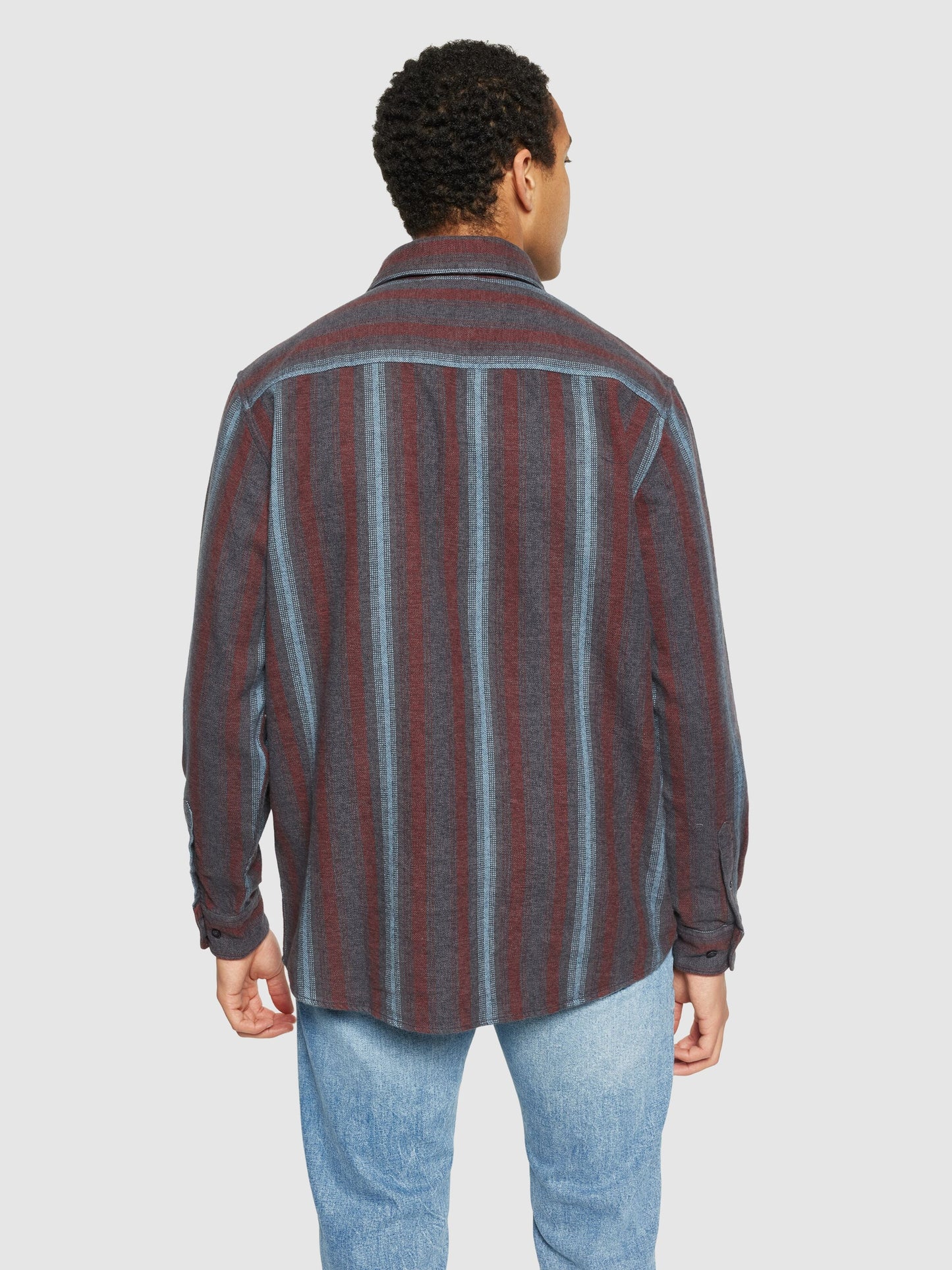 Chemise rayée en coton bio | multicolore "loose fit striped flannel shirt blue stripe"