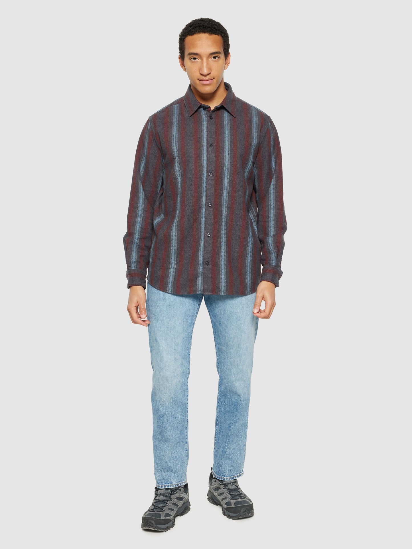 Chemise rayée en coton bio | multicolore "loose fit striped flannel shirt blue stripe"