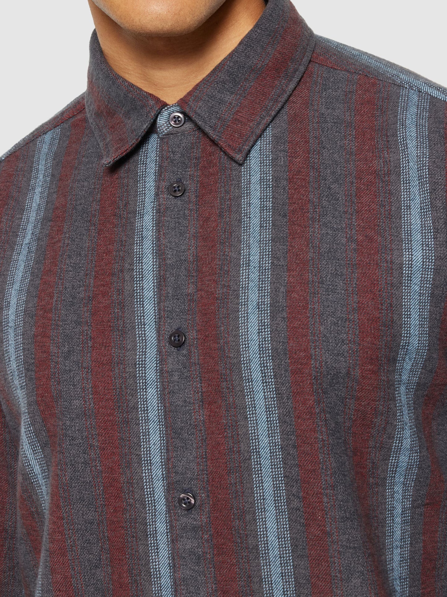 Chemise rayée en coton bio | multicolore "loose fit striped flannel shirt blue stripe"